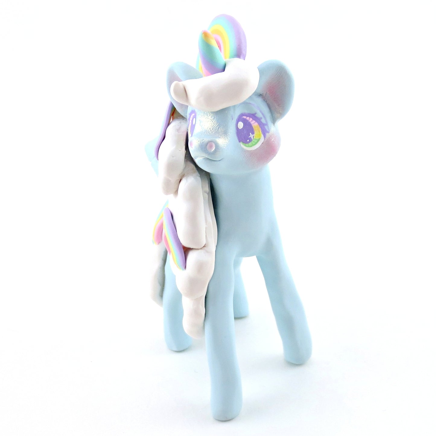 Cloud and Rainbow Air Pegasus Unicorn Figurine - Polymer Clay Elementals Collection