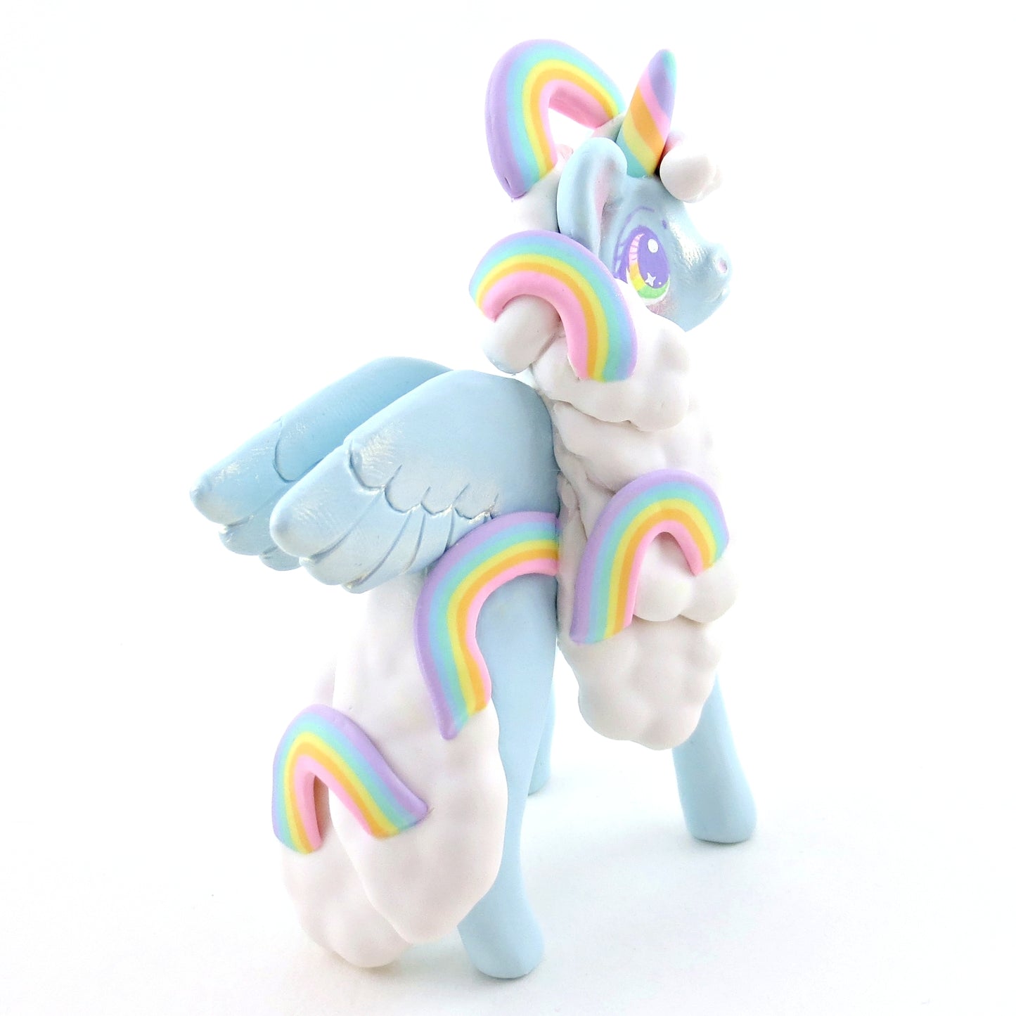 Cloud and Rainbow Air Pegasus Unicorn Figurine - Polymer Clay Elementals Collection