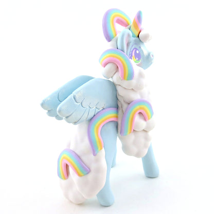 Cloud and Rainbow Air Pegasus Unicorn Figurine - Polymer Clay Elementals Collection