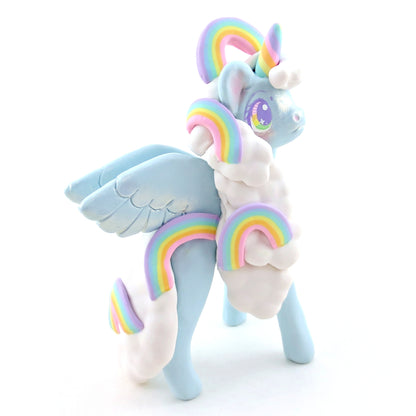 Cloud and Rainbow Air Pegasus Unicorn Figurine - Polymer Clay Elementals Collection