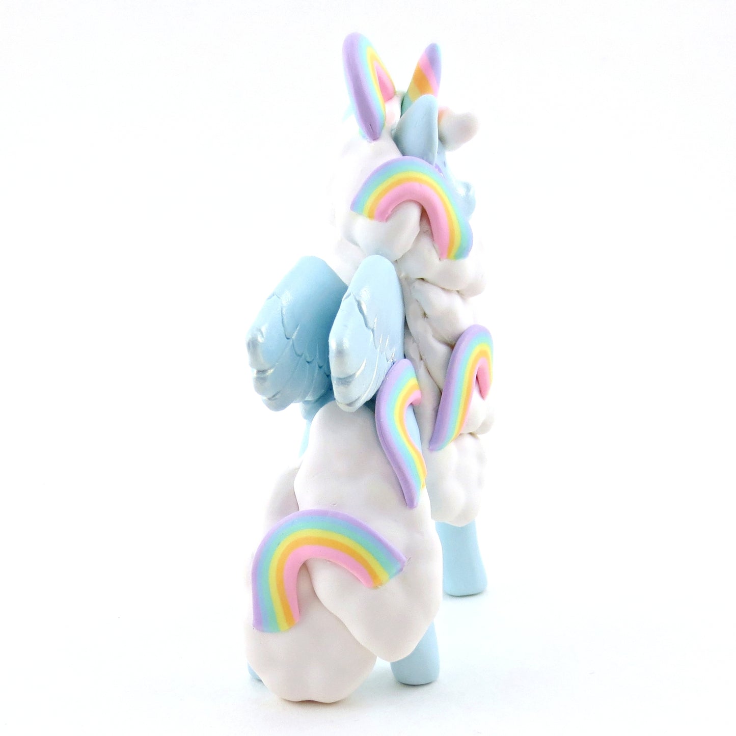 Cloud and Rainbow Air Pegasus Unicorn Figurine - Polymer Clay Elementals Collection