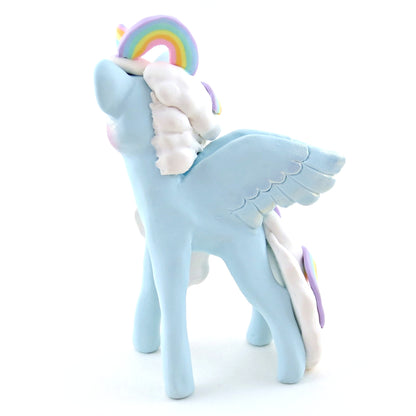 Cloud and Rainbow Air Pegasus Unicorn Figurine - Polymer Clay Elementals Collection