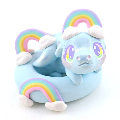 Cloud and Rainbow Air Noodle Dragon Figurine - Polymer Clay Elementals Collection