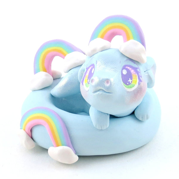 Cloud and Rainbow Air Noodle Dragon Figurine - Polymer Clay Elementals Collection