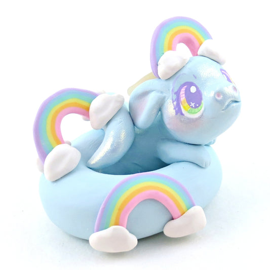 Cloud and Rainbow Air Noodle Dragon Figurine - Polymer Clay Elementals Collection