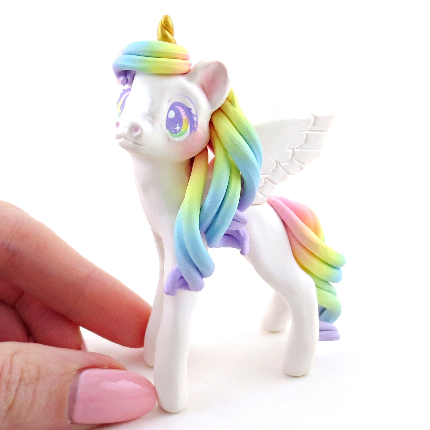 Rainbow Unicorn Figurine - Polymer Clay Elementals Collection