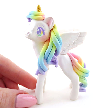 Rainbow Unicorn Figurine - Polymer Clay Elementals Collection