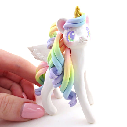 Rainbow Unicorn Figurine - Polymer Clay Elementals Collection