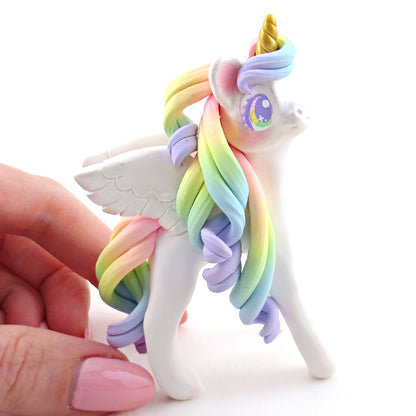 Rainbow Unicorn Figurine - Polymer Clay Elementals Collection