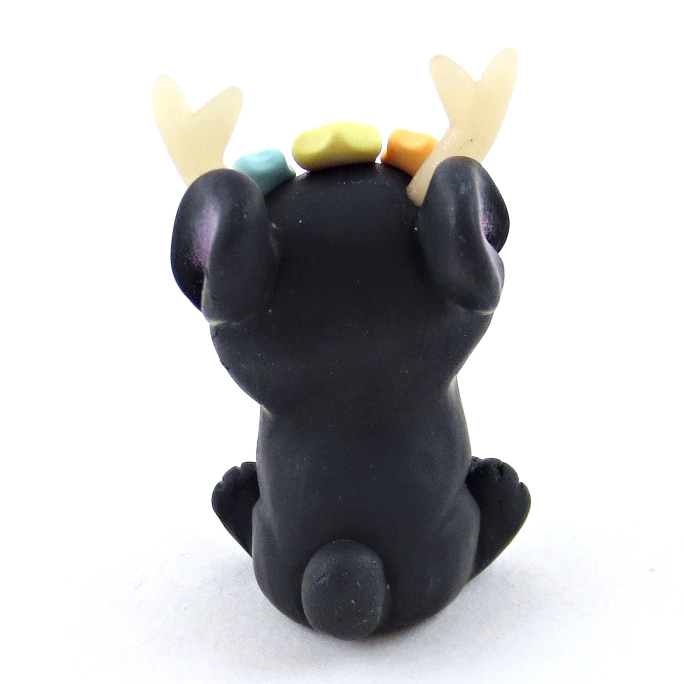 Rainbow Star Crown Night Jackalope Figurine - Polymer Clay Elementals Collection