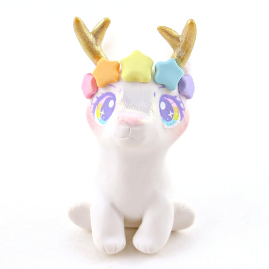 Rainbow Star Crown Daybreak Jackalope Figurine - Polymer Clay Elementals Collection