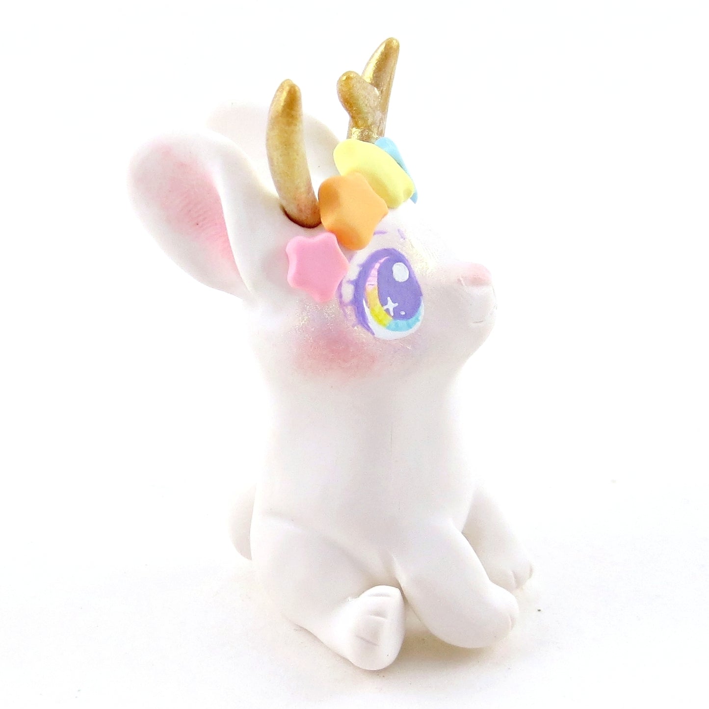 Rainbow Star Crown Daybreak Jackalope Figurine - Polymer Clay Elementals Collection