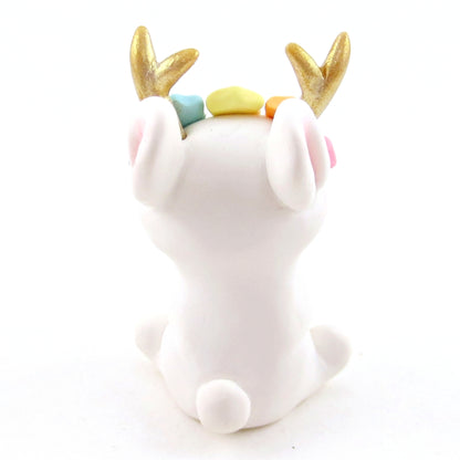 Rainbow Star Crown Daybreak Jackalope Figurine - Polymer Clay Elementals Collection