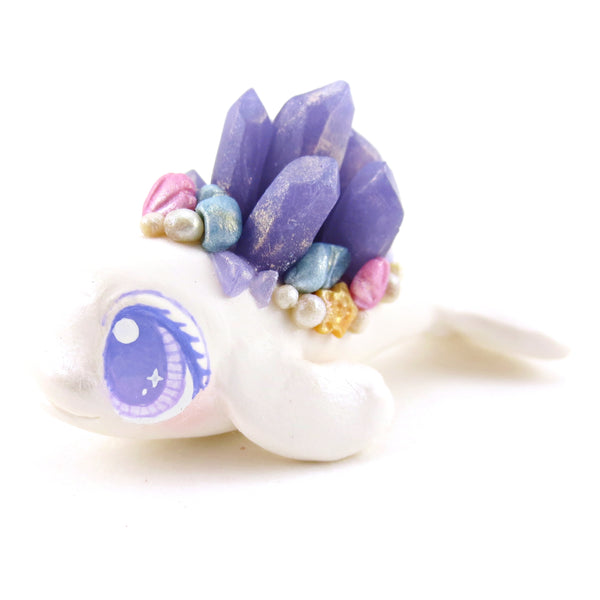 Purple Crystal Seashell Baby Beluga Figurine - Polymer Clay Enchanted Ocean Animals