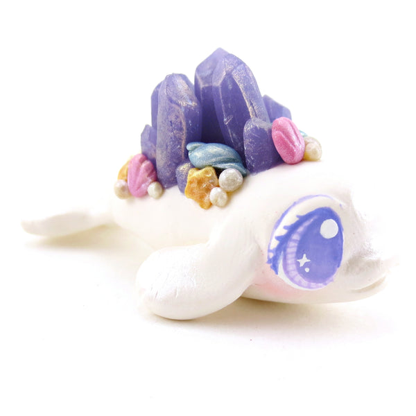 Purple Crystal Seashell Baby Beluga Figurine - Polymer Clay Enchanted Ocean Animals