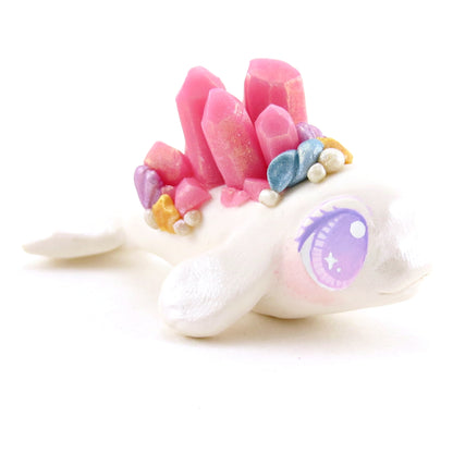 Pink Crystal Seashell Baby Beluga Figurine - Polymer Clay Enchanted Ocean Animals