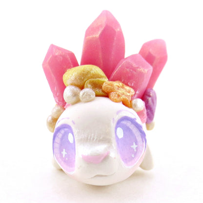 Pink Crystal Seashell Little Seal Figurine - Polymer Clay Enchanted Ocean Animals