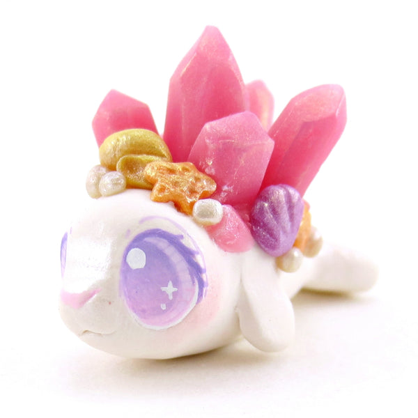 Pink Crystal Seashell Little Seal Figurine - Polymer Clay Enchanted Ocean Animals