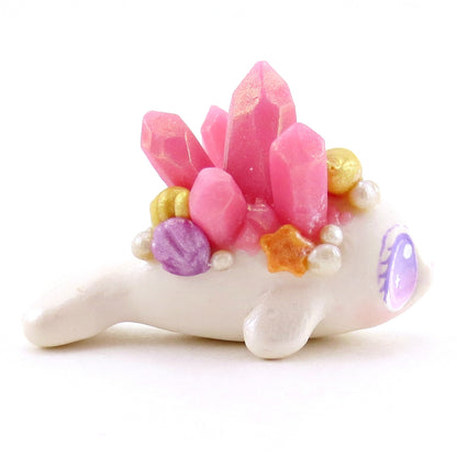 Pink Crystal Seashell Little Seal Figurine - Polymer Clay Enchanted Ocean Animals