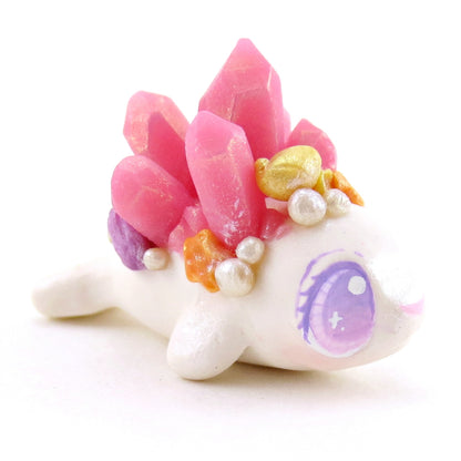 Pink Crystal Seashell Little Seal Figurine - Polymer Clay Enchanted Ocean Animals