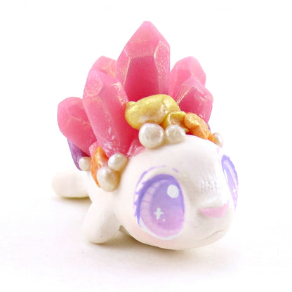 Pink Crystal Seashell Little Seal Figurine - Polymer Clay Enchanted Ocean Animals