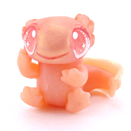 Pinky the Pink Leucistic Axolotl Figurine - Polymer Clay Enchanted Ocean Animals