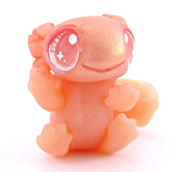 Pinky the Pink Leucistic Axolotl Figurine - Polymer Clay Enchanted Ocean Animals