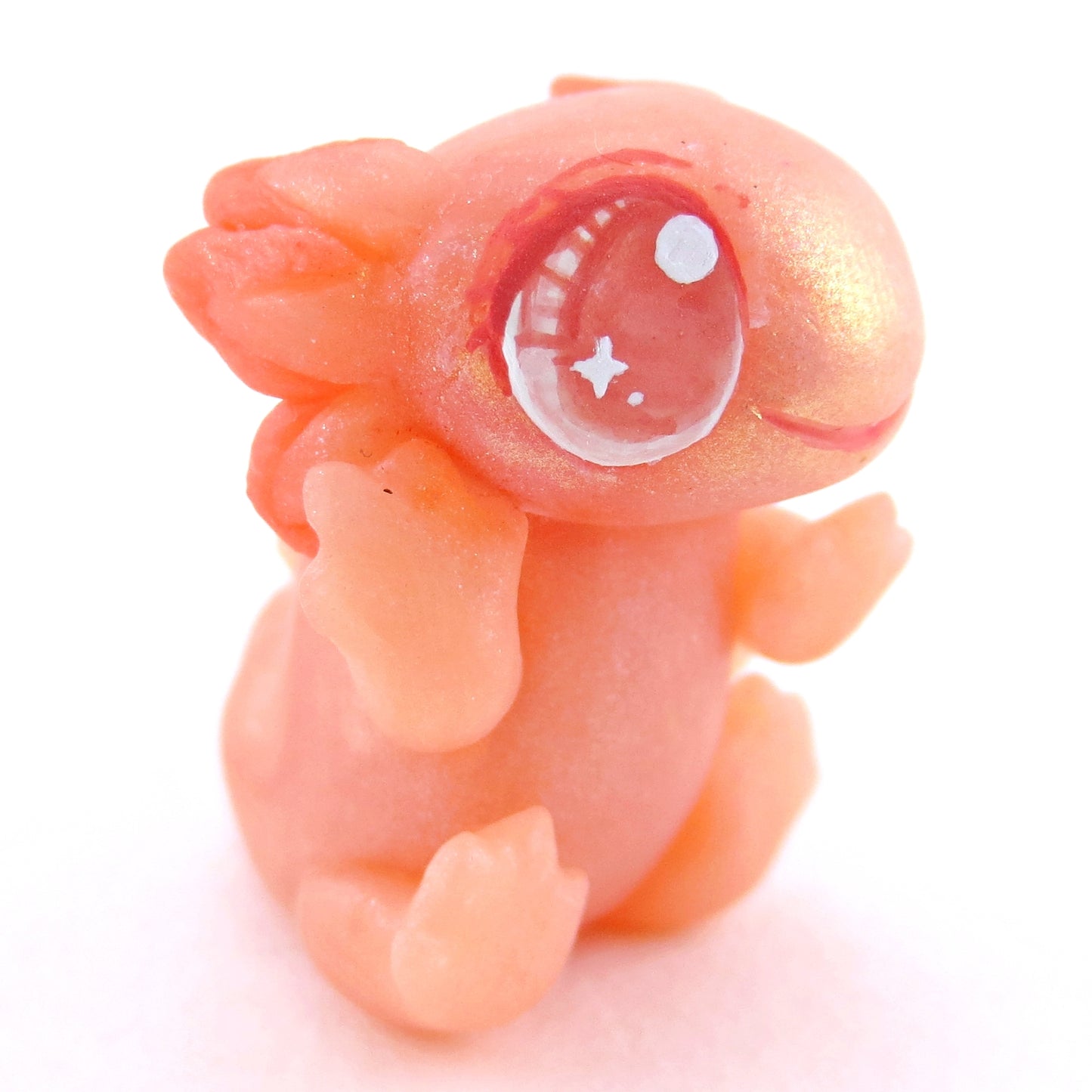 Pinky the Pink Leucistic Axolotl Figurine - Polymer Clay Enchanted Ocean Animals