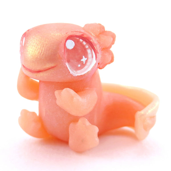 Pinky the Pink Leucistic Axolotl Figurine - Polymer Clay Enchanted Ocean Animals