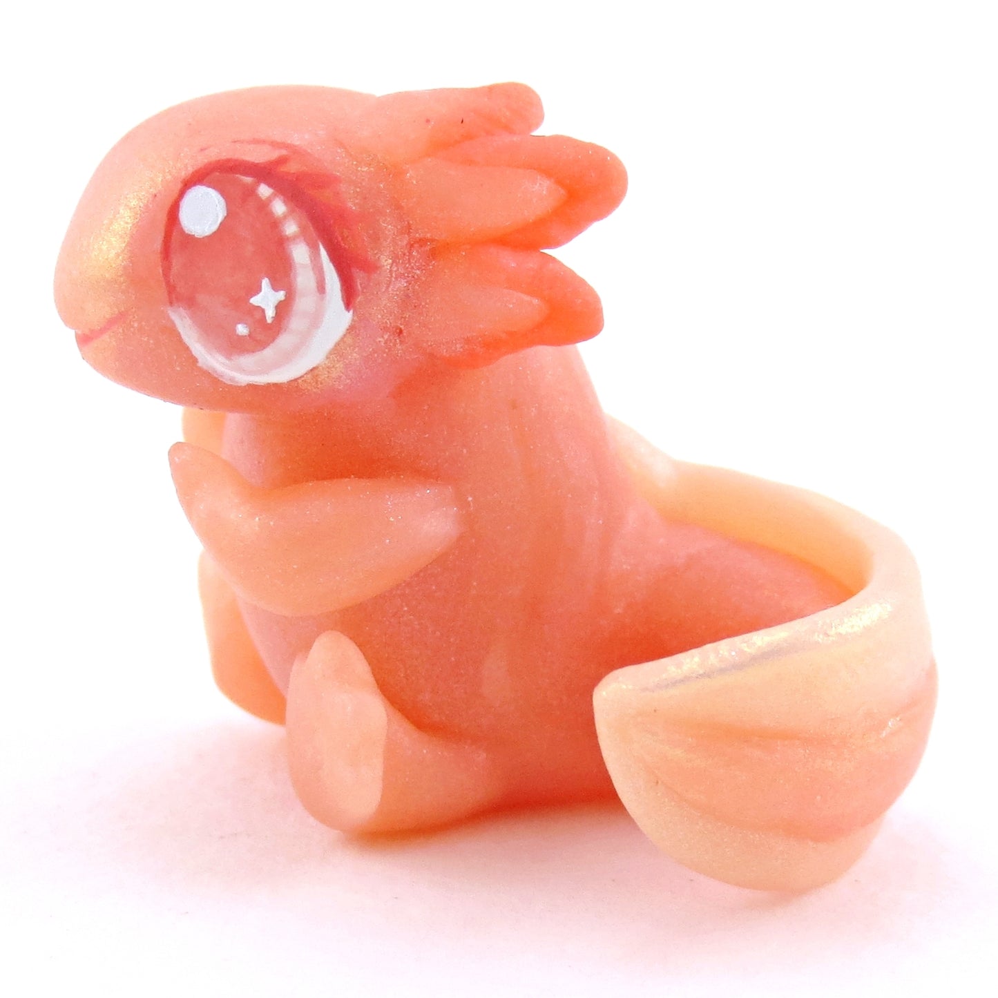 Pinky the Pink Leucistic Axolotl Figurine - Polymer Clay Enchanted Ocean Animals