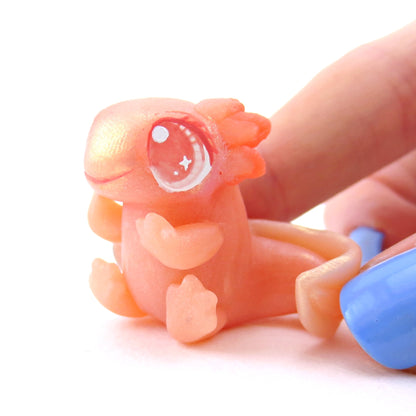 Pinky the Pink Leucistic Axolotl Figurine - Polymer Clay Enchanted Ocean Animals