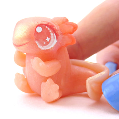 Pinky the Pink Leucistic Axolotl Figurine - Polymer Clay Enchanted Ocean Animals