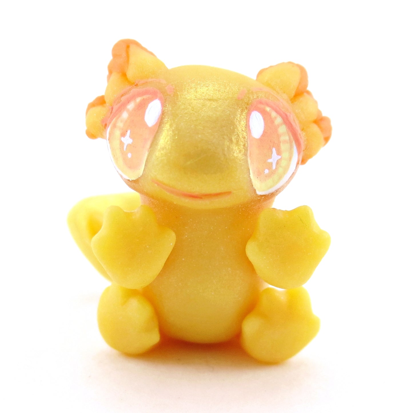 Goldie the Golden Axolotl Figurine - Polymer Clay Enchanted Ocean Animals