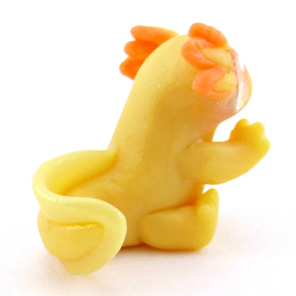 Goldie the Golden Axolotl Figurine - Polymer Clay Enchanted Ocean Animals