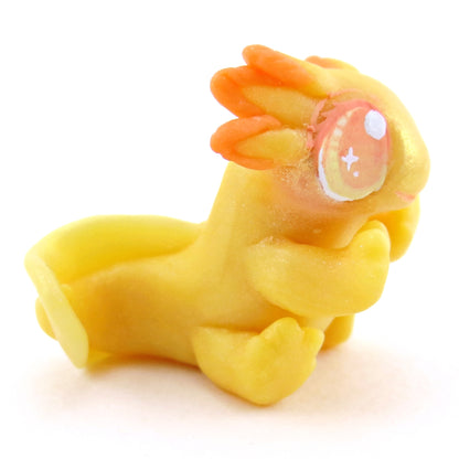 Goldie the Golden Axolotl Figurine - Polymer Clay Enchanted Ocean Animals