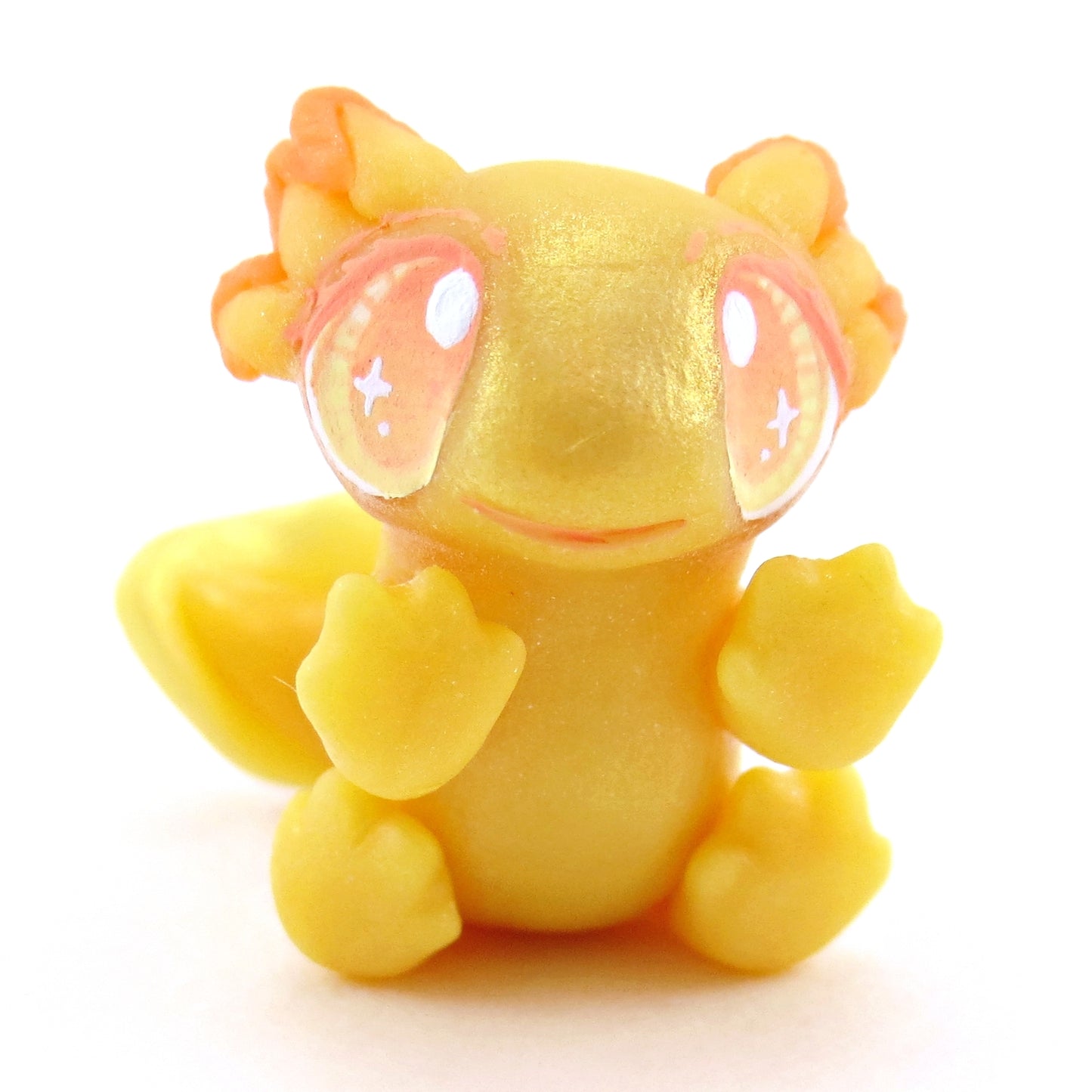 Goldie the Golden Axolotl Figurine - Polymer Clay Enchanted Ocean Animals