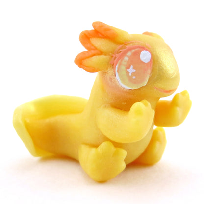 Goldie the Golden Axolotl Figurine - Polymer Clay Enchanted Ocean Animals