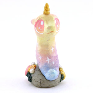 Rainbow Unicorn Horn Seahorse Figurine - Polymer Clay Enchanted Ocean Animals