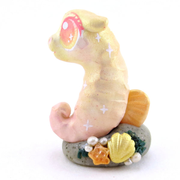 Peachy Seahorse Figurine - Polymer Clay Enchanted Ocean Animals