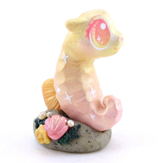 Peachy Seahorse Figurine - Polymer Clay Enchanted Ocean Animals