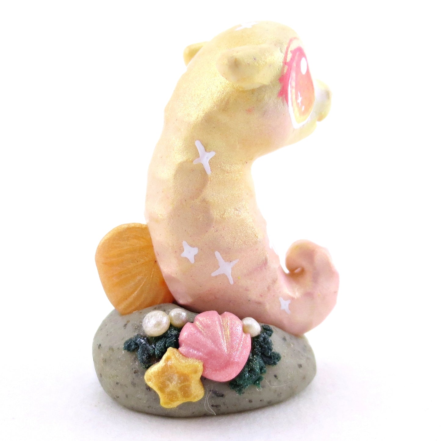 Peachy Seahorse Figurine - Polymer Clay Enchanted Ocean Animals