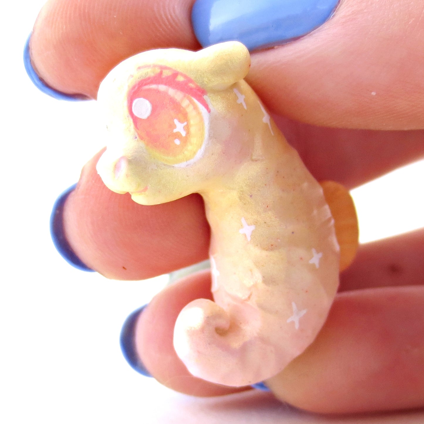 Peachy Seahorse Figurine - Polymer Clay Enchanted Ocean Animals