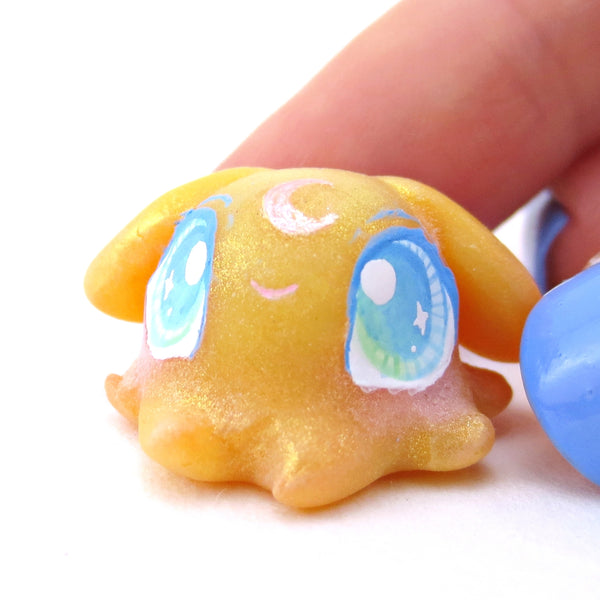 Yellow Dumbo Octopus Jelly Figurine - Polymer Clay Enchanted Ocean Animals