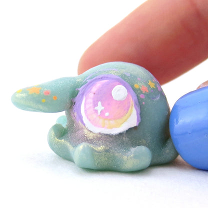 Aqua Dumbo Octopus Jelly Figurine - Polymer Clay Enchanted Ocean Animals