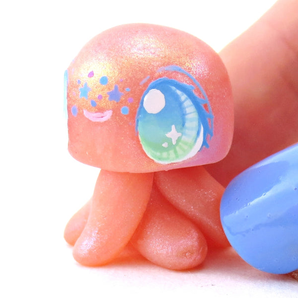Peachy Pink Jellyfish Jelly Figurine - Polymer Clay Enchanted Ocean Animals