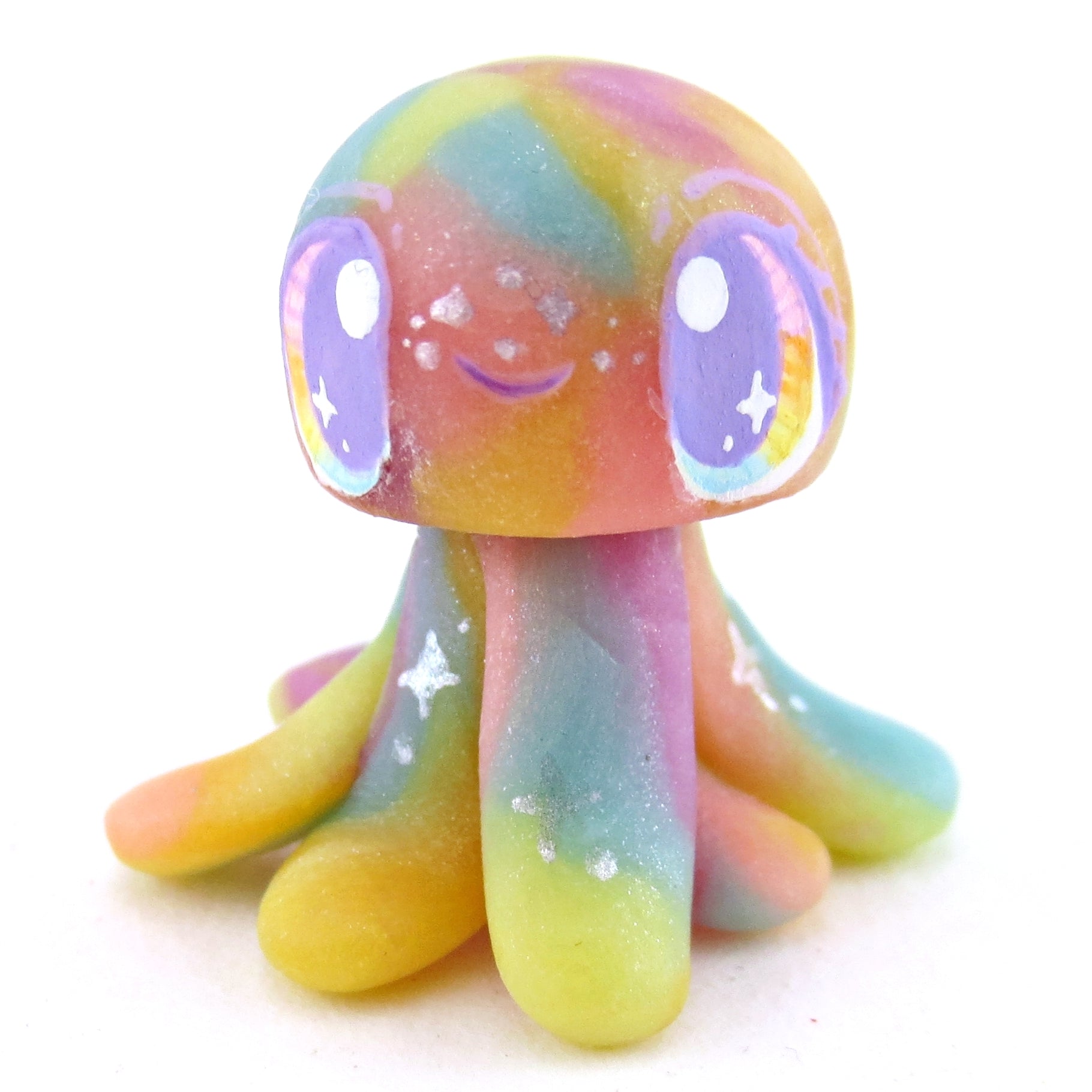 Rainbow Jellyfish Jelly Figurine - Polymer Clay Enchanted Ocean Animals