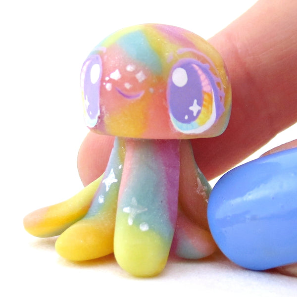 Rainbow Jellyfish Jelly Figurine - Polymer Clay Enchanted Ocean Animals