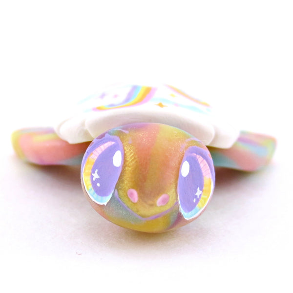 Rainbow and Cloud Shell Turtle Figurine - Polymer Clay Enchanted Ocean Animals