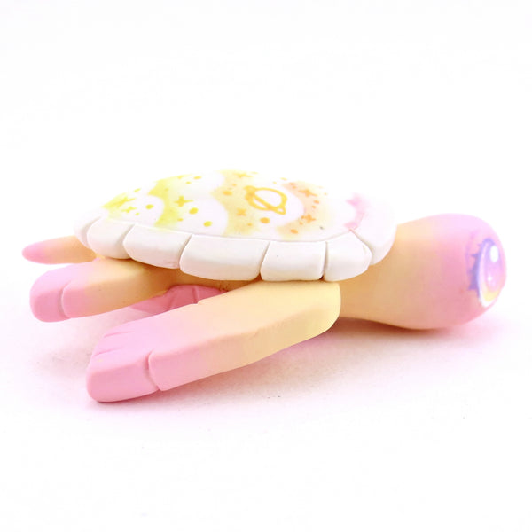 Peachy Cloud Stencil Shell Turtle Figurine - Polymer Clay Enchanted Ocean Animals