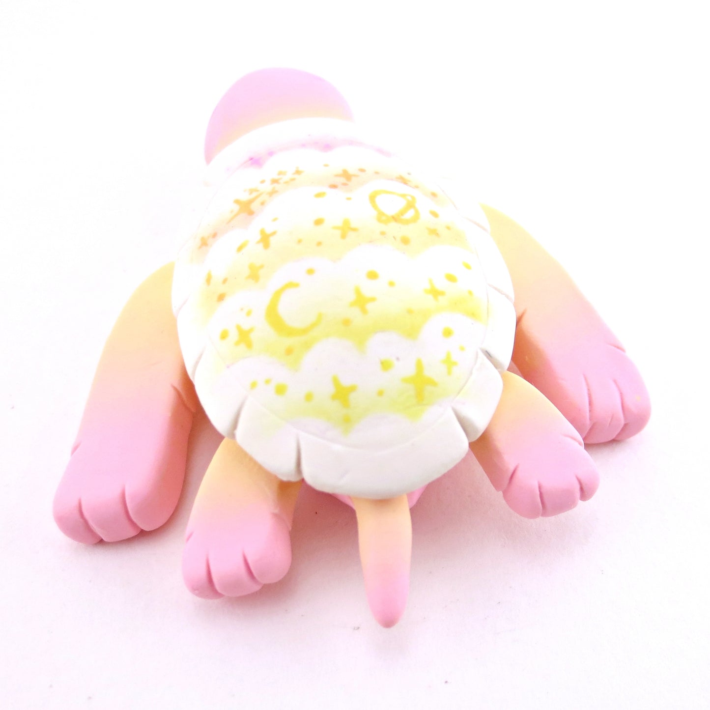 Peachy Cloud Stencil Shell Turtle Figurine - Polymer Clay Enchanted Ocean Animals